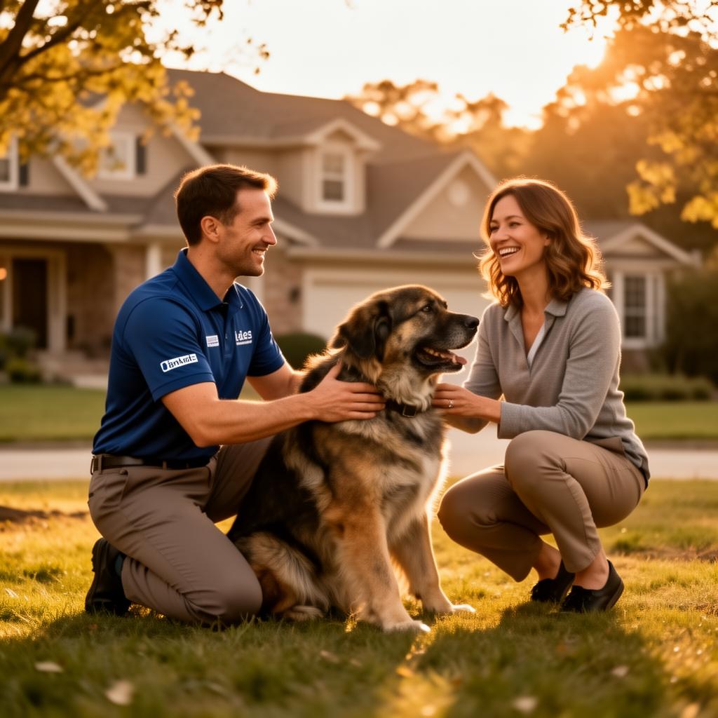 Successful dog trainer with client